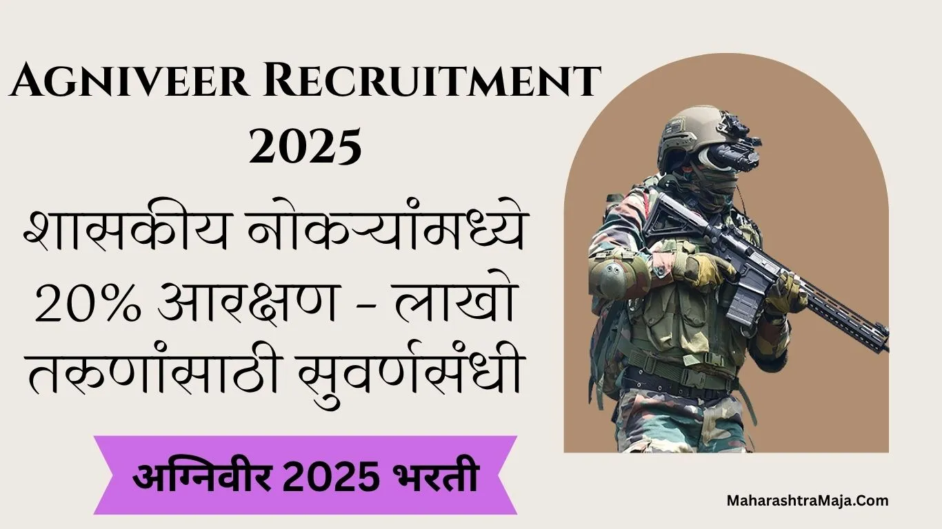 महत्वाचे! Agniveer Recruitment 2025: शासकीय नोकऱ्यांमध्ये 20% आरक्षण – लाखो तरुणांसाठी सुवर्णसंधी!